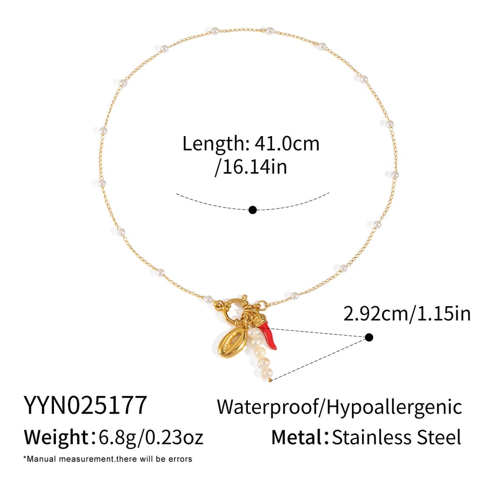 1 Piece Chili Charm Stainless Steel Gold Color Pendant Necklace