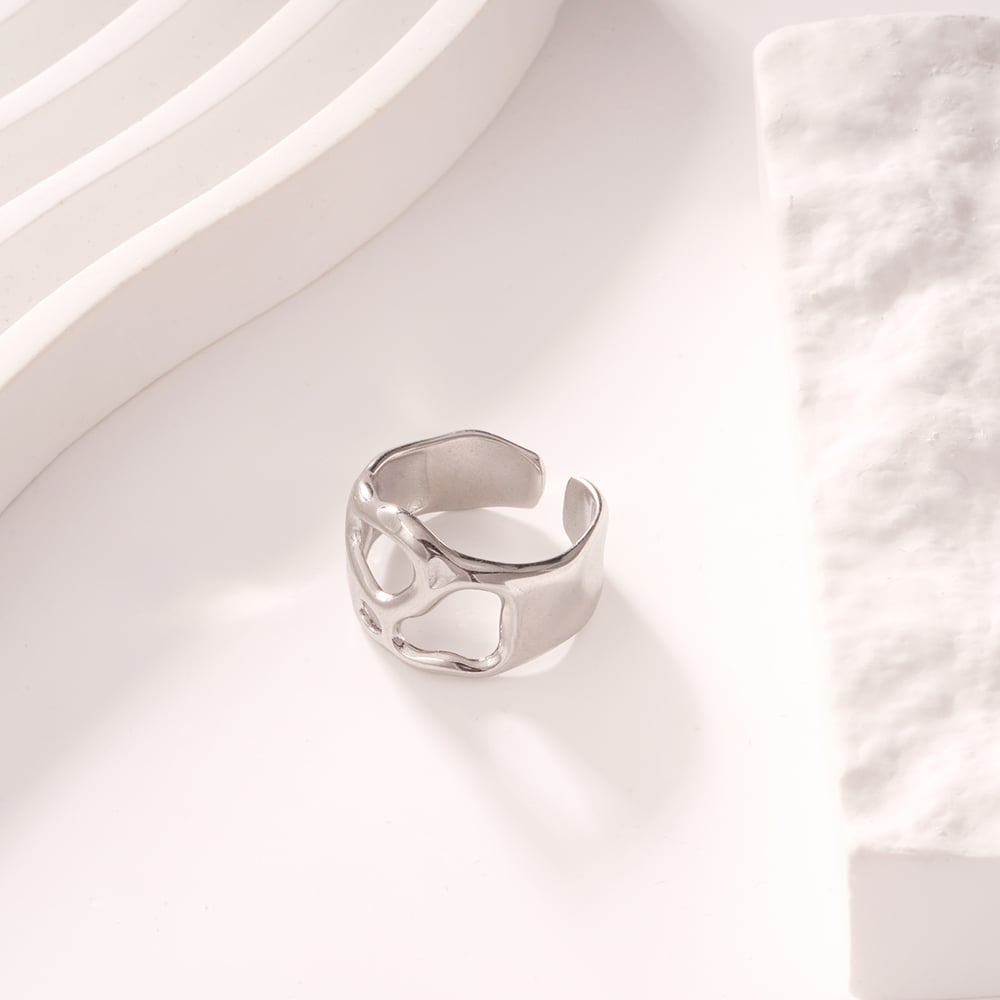1 Piece Simple Series Classic Geometric Stainless Steel Gold Color Statement Rings Picture6