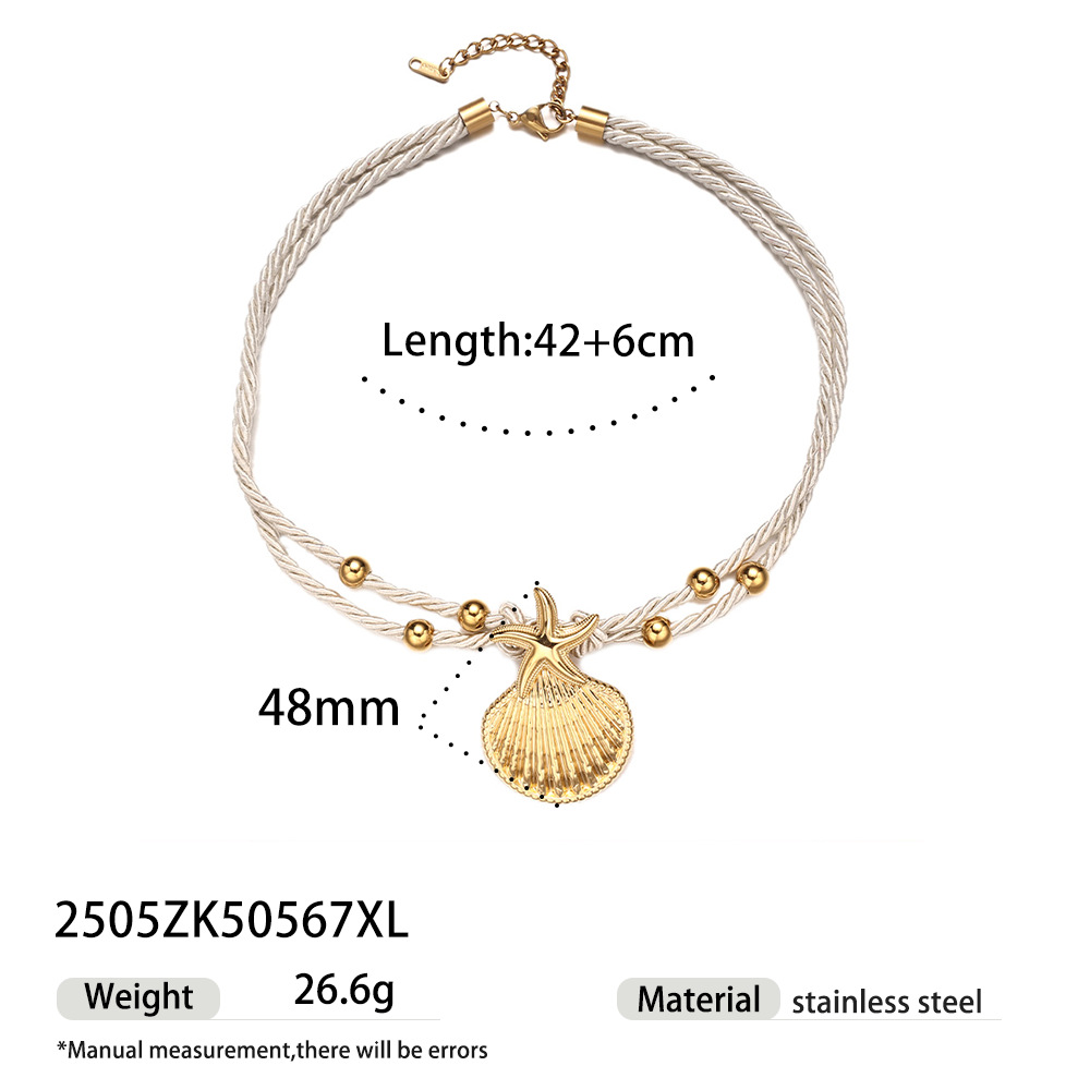 1 Piece Starfish Stainless Steel Gold Color Pendant Necklaces