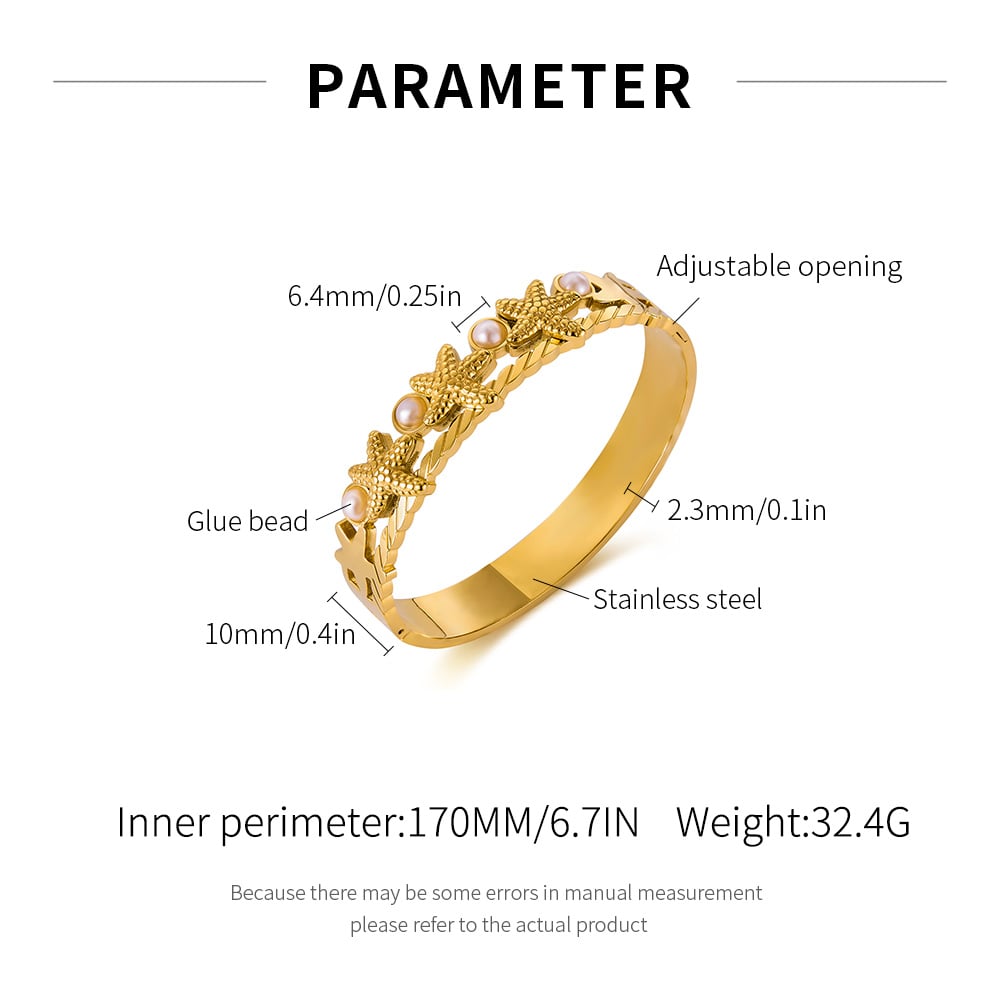 Braccialetti da donna color oro in acciaio inossidabile a forma di stella marina, 1 pezzo Immagine2