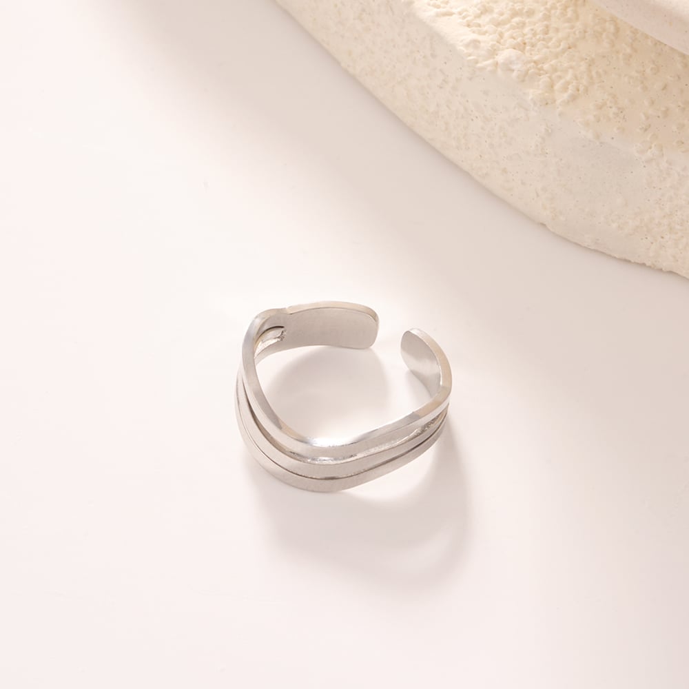 1 Piece Simple Series Classic Strip Stainless Steel   Gold Color  Statement Rings Picture4
