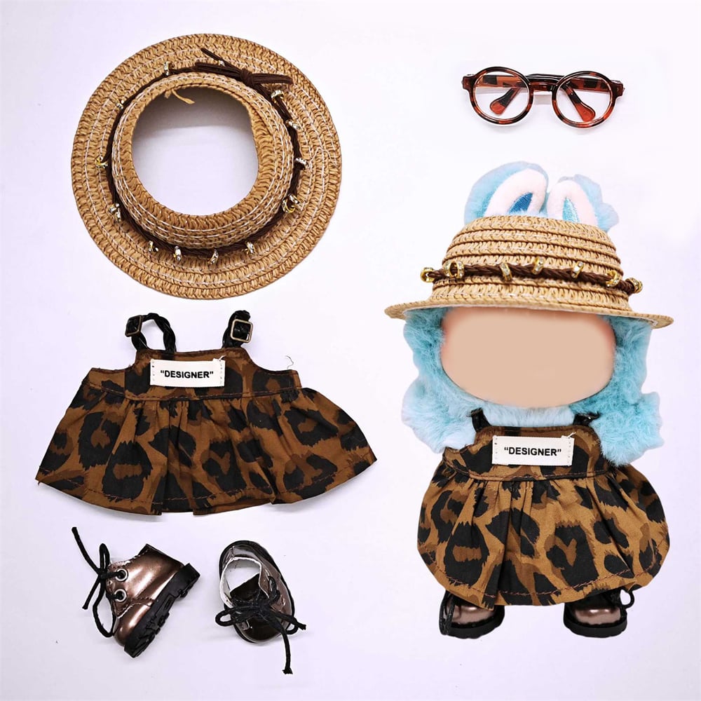 Süßes Kleiderset mit Leopardenmuster für Puppen (KEINE Puppe) h5Bild2