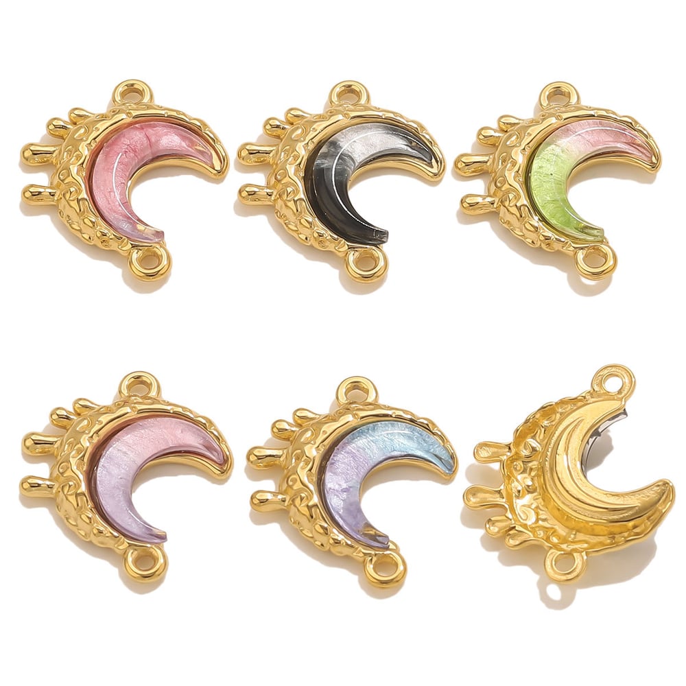 1 Piece DIY Moon Stainless Steel Women's Pendants Picture2