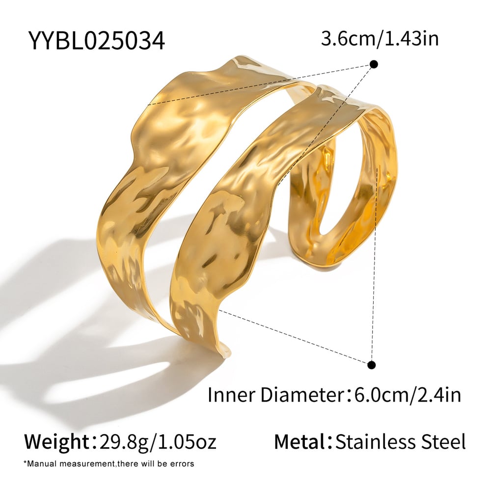 1 Piece Geometric Stainless Steel Gold Color Cuff Bracelet 