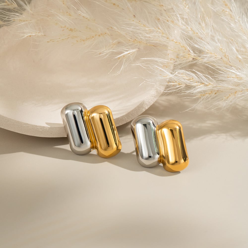 1 Çift Paslanmaz Çelik Karışık Renkli Küpe Resim3