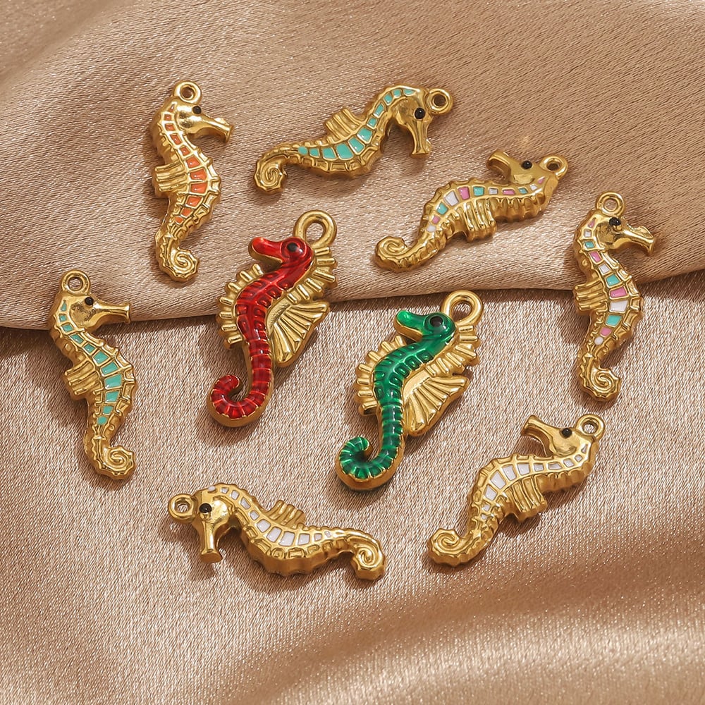 1 Piece Sea Horse Stainless Steel Gold Color Women's Pendants h5Picture3