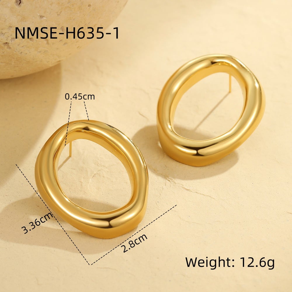 Simple Geometric Stainless Steel Gold Color Women's Stud Earrings 