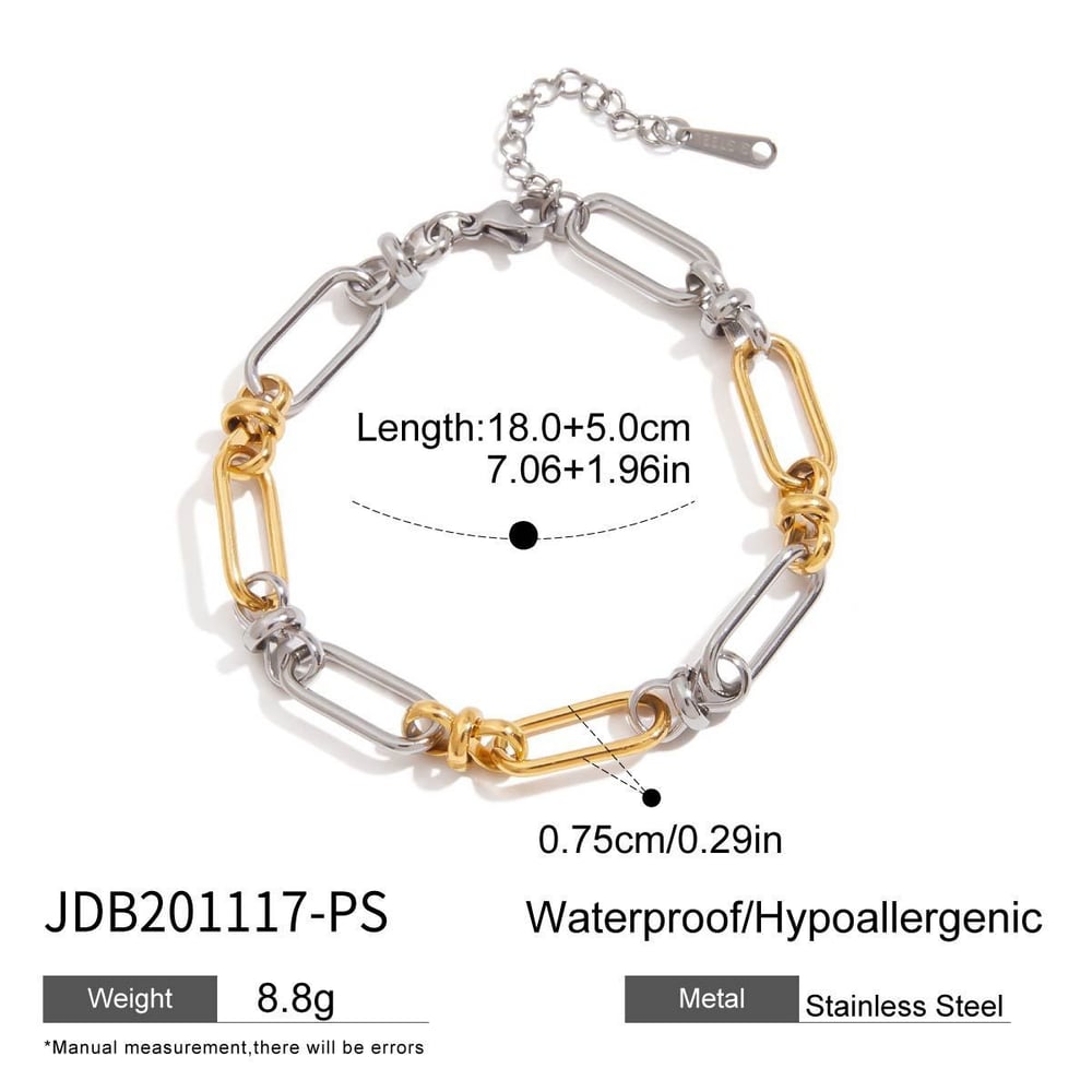 1 Piece Simple Patchwork Stainless Steel Gold Color Women's Chain Bracelets