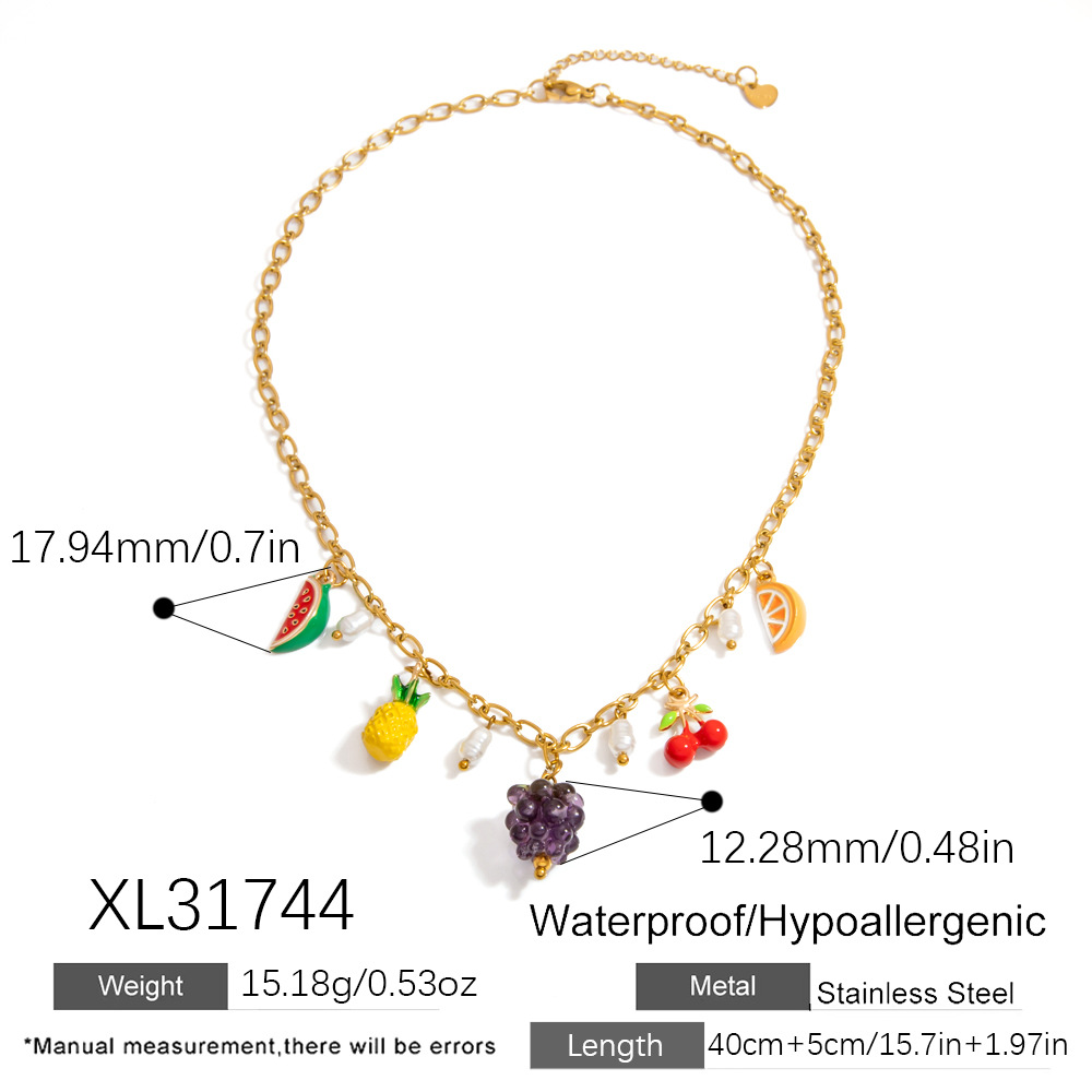 1 Paar Luxuriöse Serie Casual Plant Edelstahl Gold Farbe Damen Anhänger Halsketten h5Bild2
