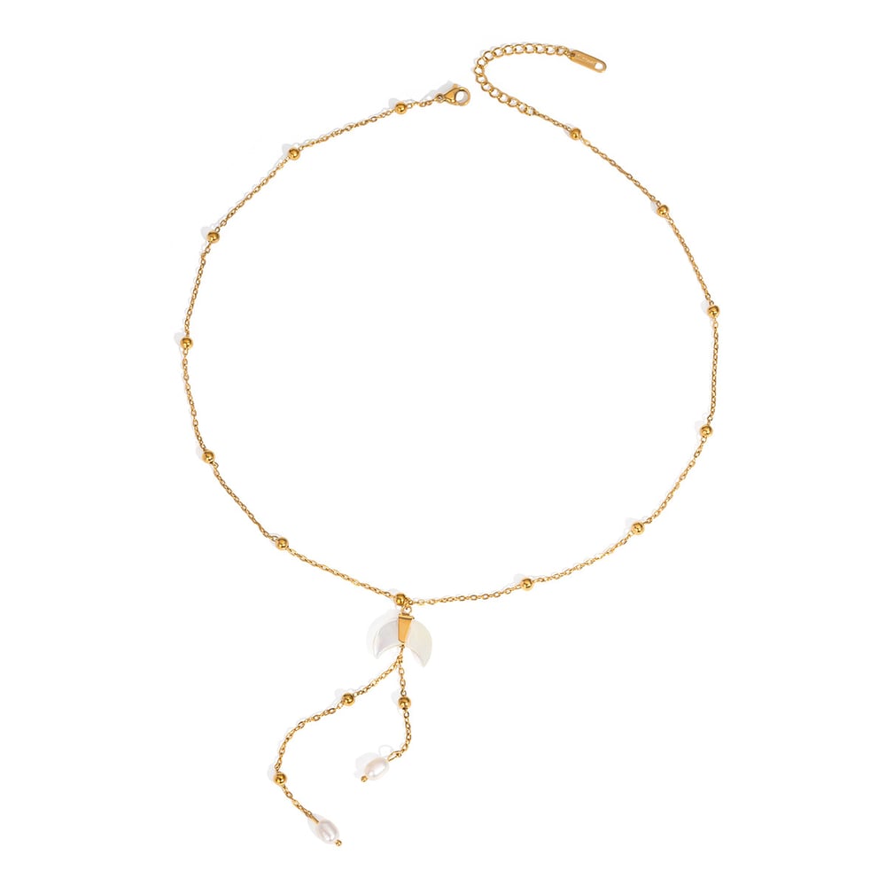 1 Piece Stainless Steel  Gold Color Moon Pendant Necklaces h5Picture5