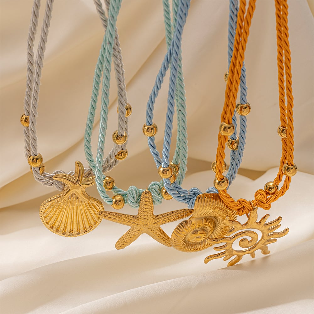 1 Piece Starfish Stainless Steel Gold Color Pendant Necklaces h5Picture3