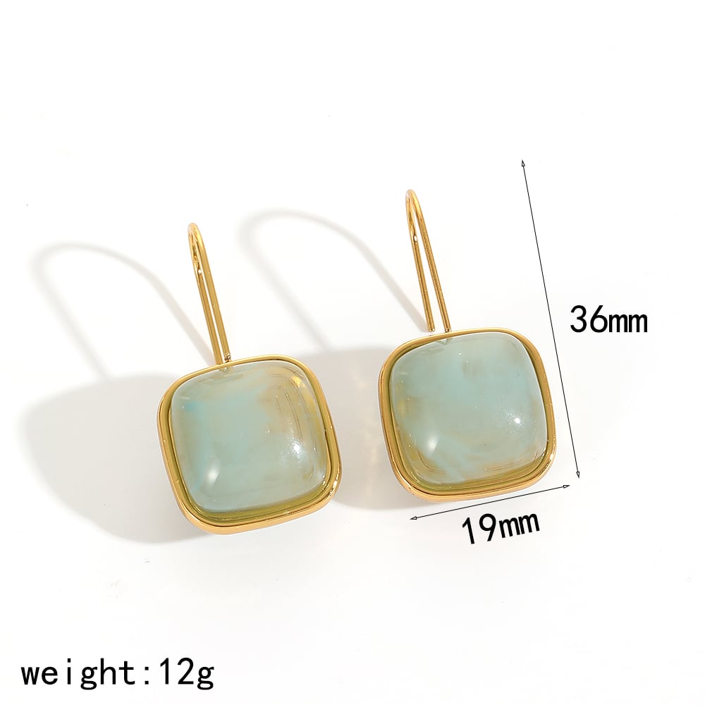1 Pair Square Drop Earrings 