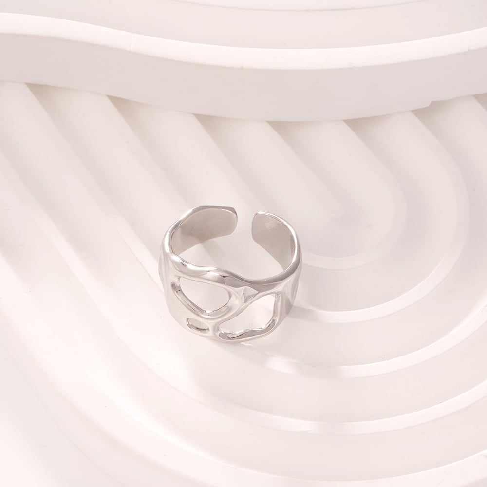 1 Piece Simple Series Classic Geometric Stainless Steel Gold Color Statement Rings Picture3