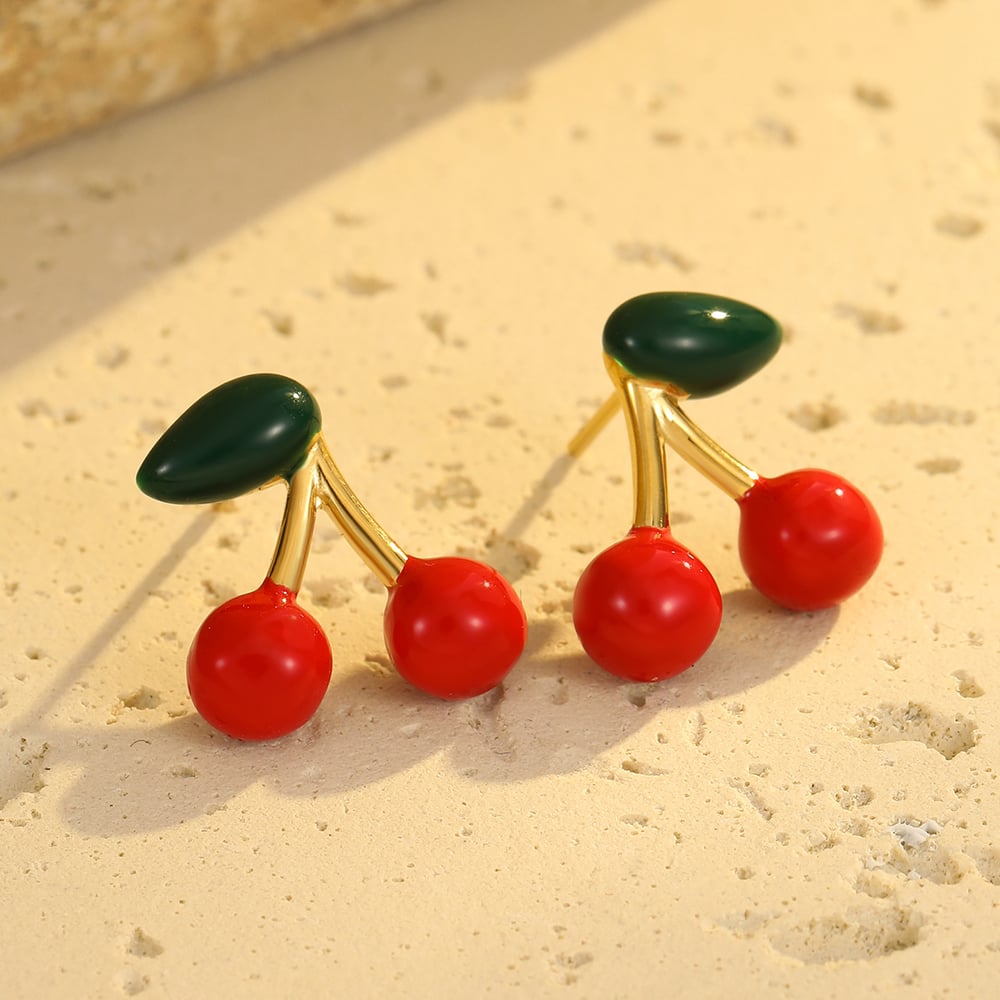 1 Paar einfache Serie süße Pflanze Edelstahl Gold Farbe Damen Ohrstecker Bild4