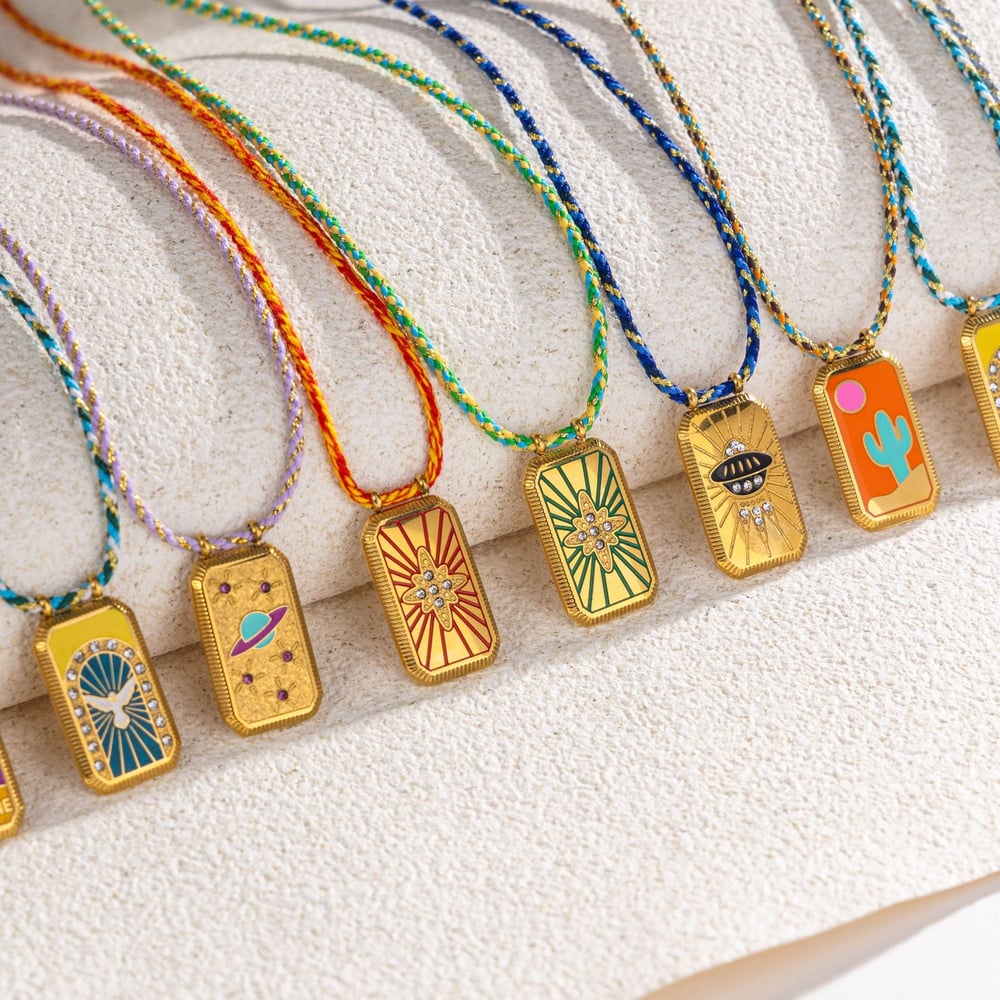 1 Piece Retro Tarot Stainless Steel Gold Color Pendant Necklaces h5Picture4
