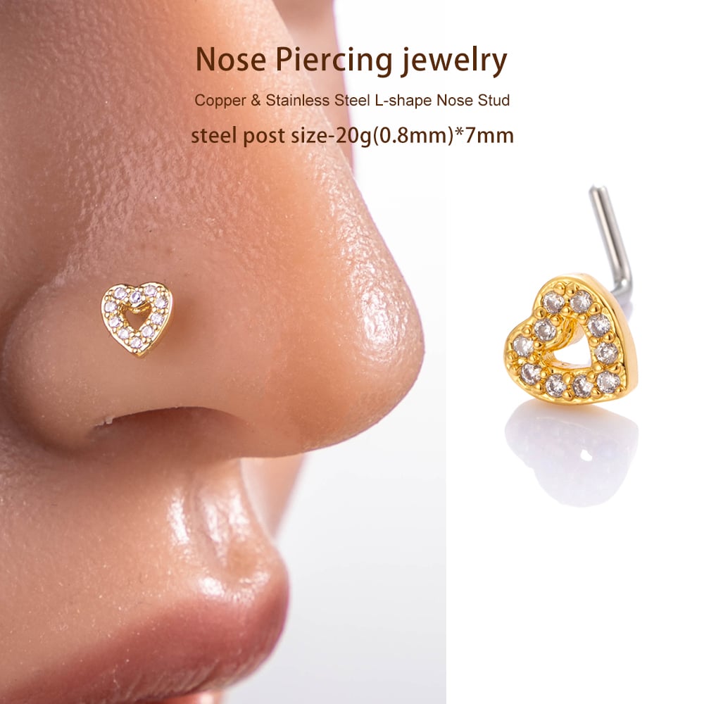 1 Piece Copper Gold Color Zircon  Nose Stud Picture4