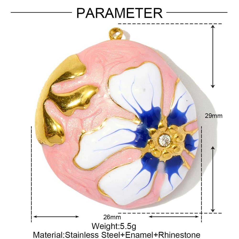 1 Piece Classic Series DIY Flower Stainless Steel Gold Color Women's Pendants Picture2