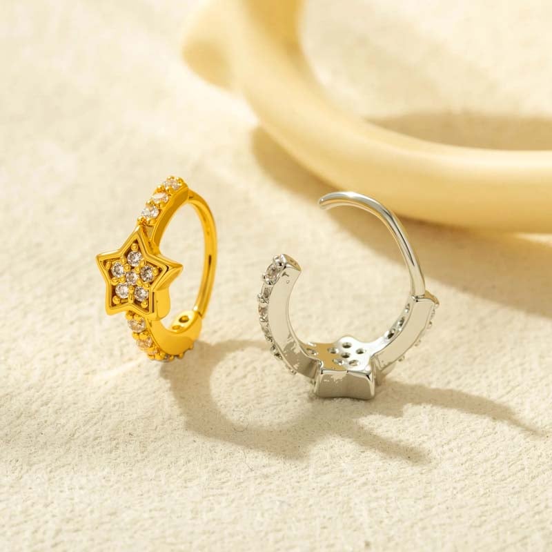 1 Piece Shinning Star Copper Gold Color Zircon Women's Nose Stud Picture3