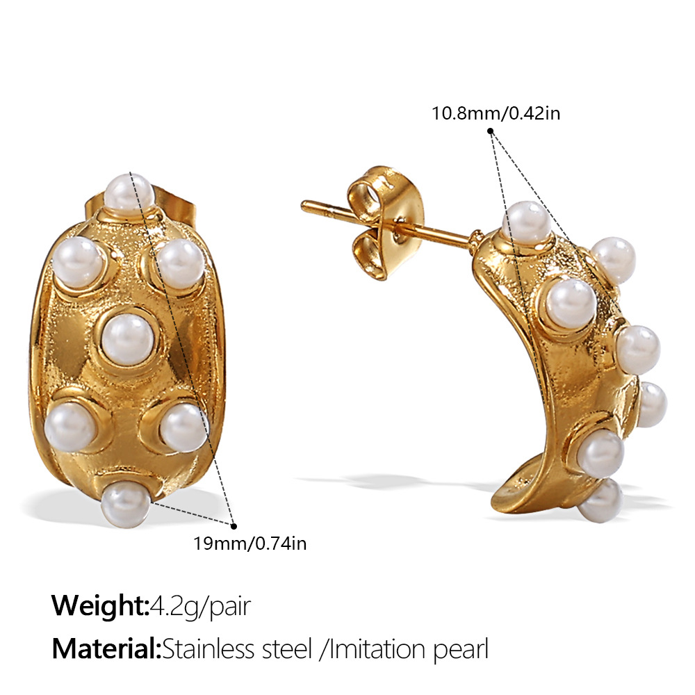 1 Pair Gold Color Pearl Drop Earrings