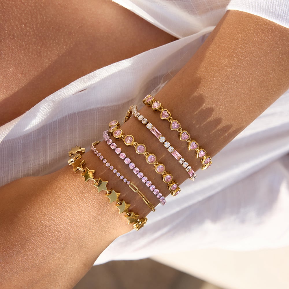 1 Piece Sweet Heart Stainless Steel Gold Color Women's Chain Bracelets h5Picture3