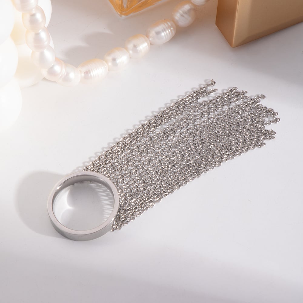 1 Piece Tassel Stainless Steel Statement Rings Picture4