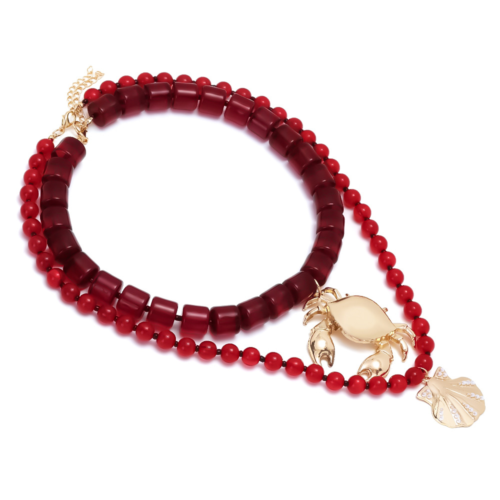 1 Set Crab Alloy Beaded Necklaces h5Picture4