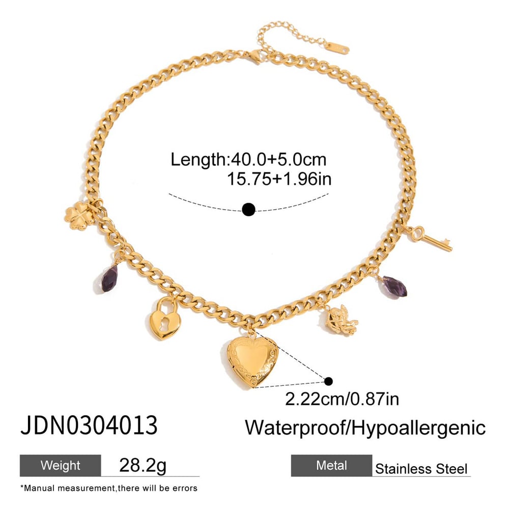 1 Piece Romantic Series Elegant Heart Stainless Steel Gold Color Women's Pendant Necklaces h5Picture2