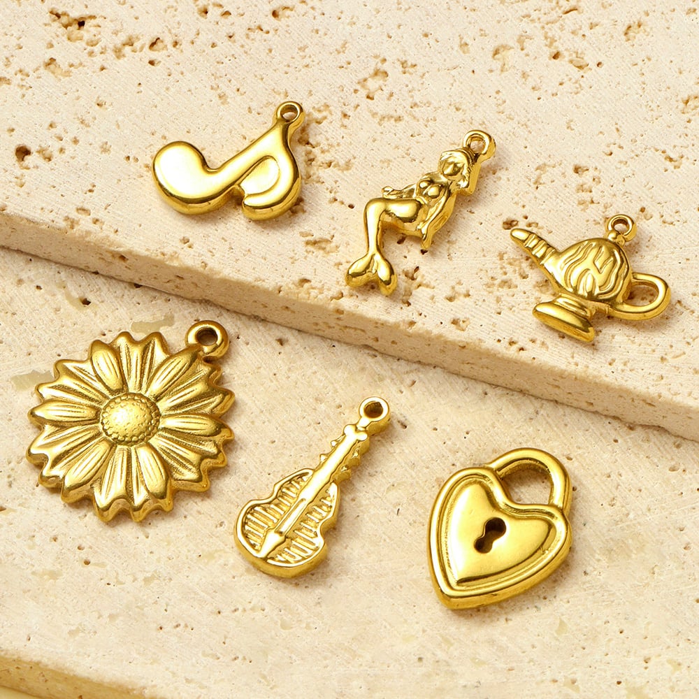 1 Stück Simple Series DIY Blume Edelstahl Gold Farbe Damen Anhänger h5Bild4