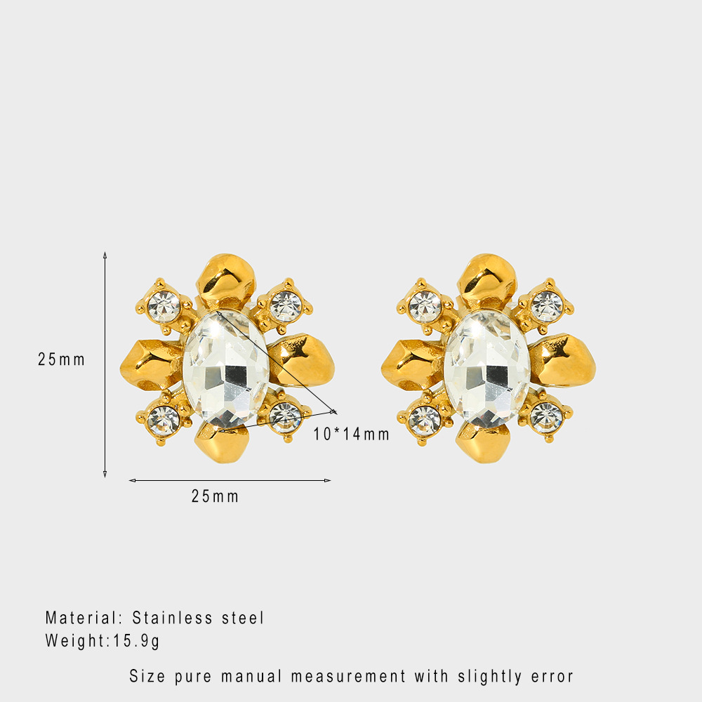 Luxurious Series Elegant Geometric Stainless Steel Women's Stud Earrings