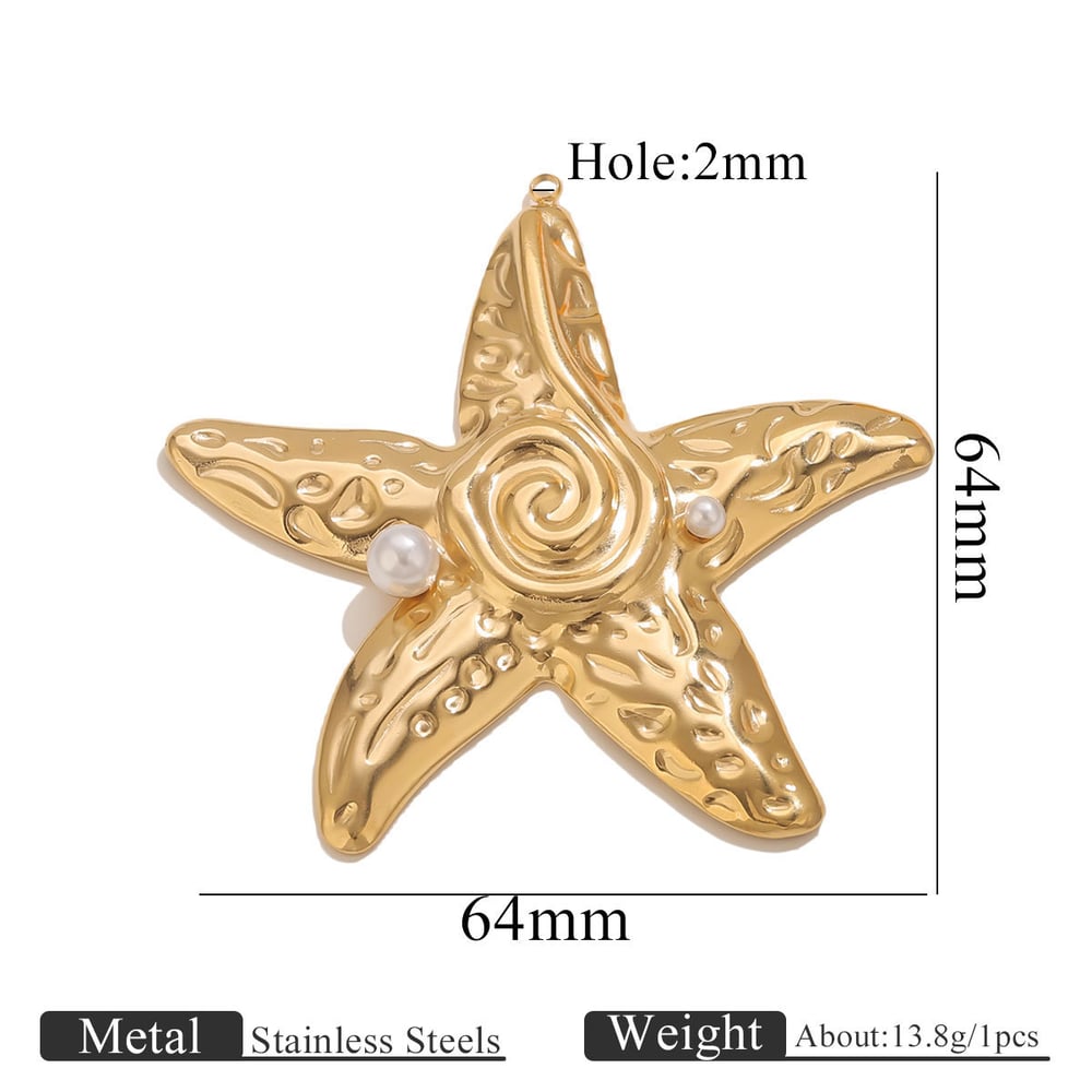 1 Piece Exquisite Marine Organism Stainless Steel Gold Color Women's Pendants 