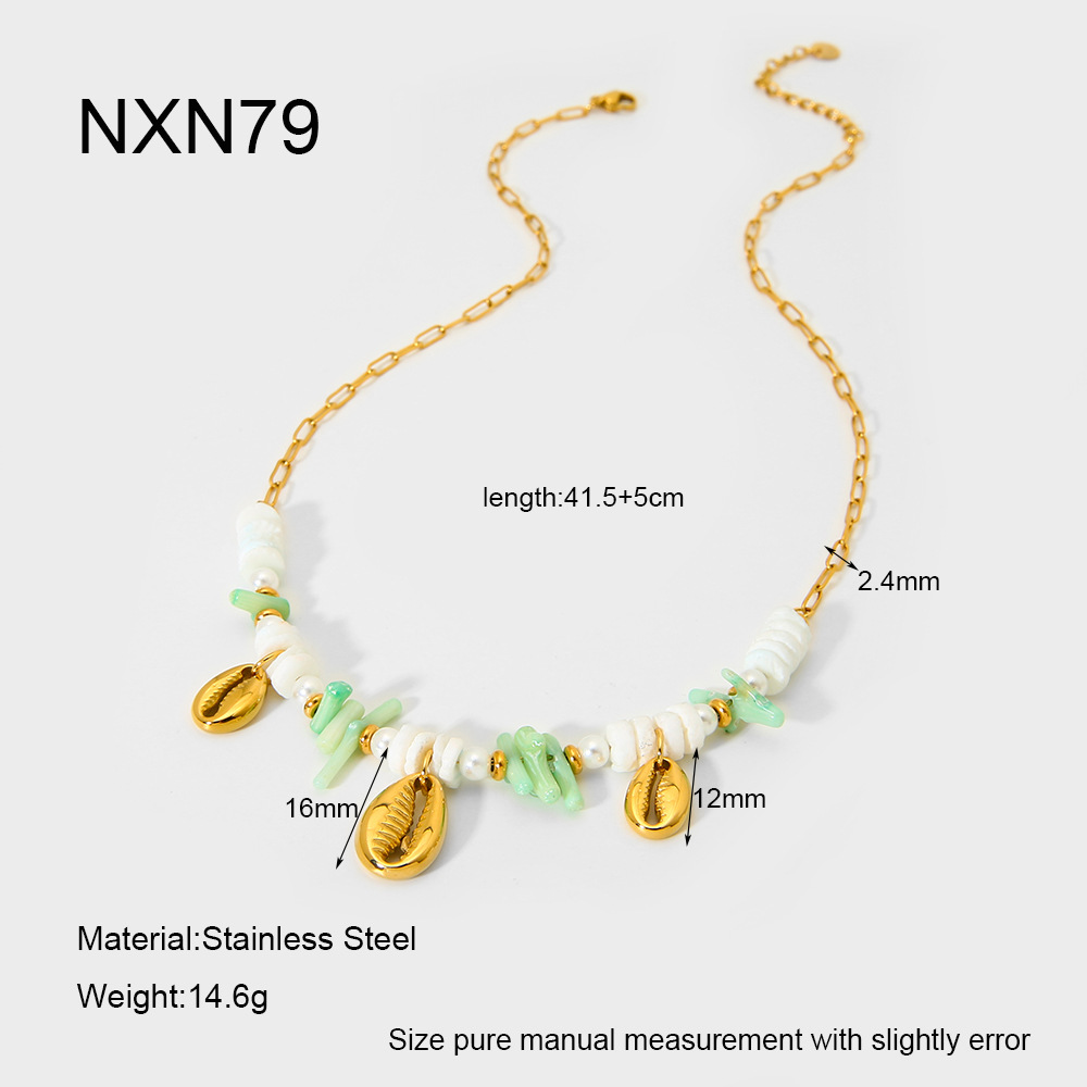 1 Piece Shell Stainless Steel Gold Color Pendant Necklace