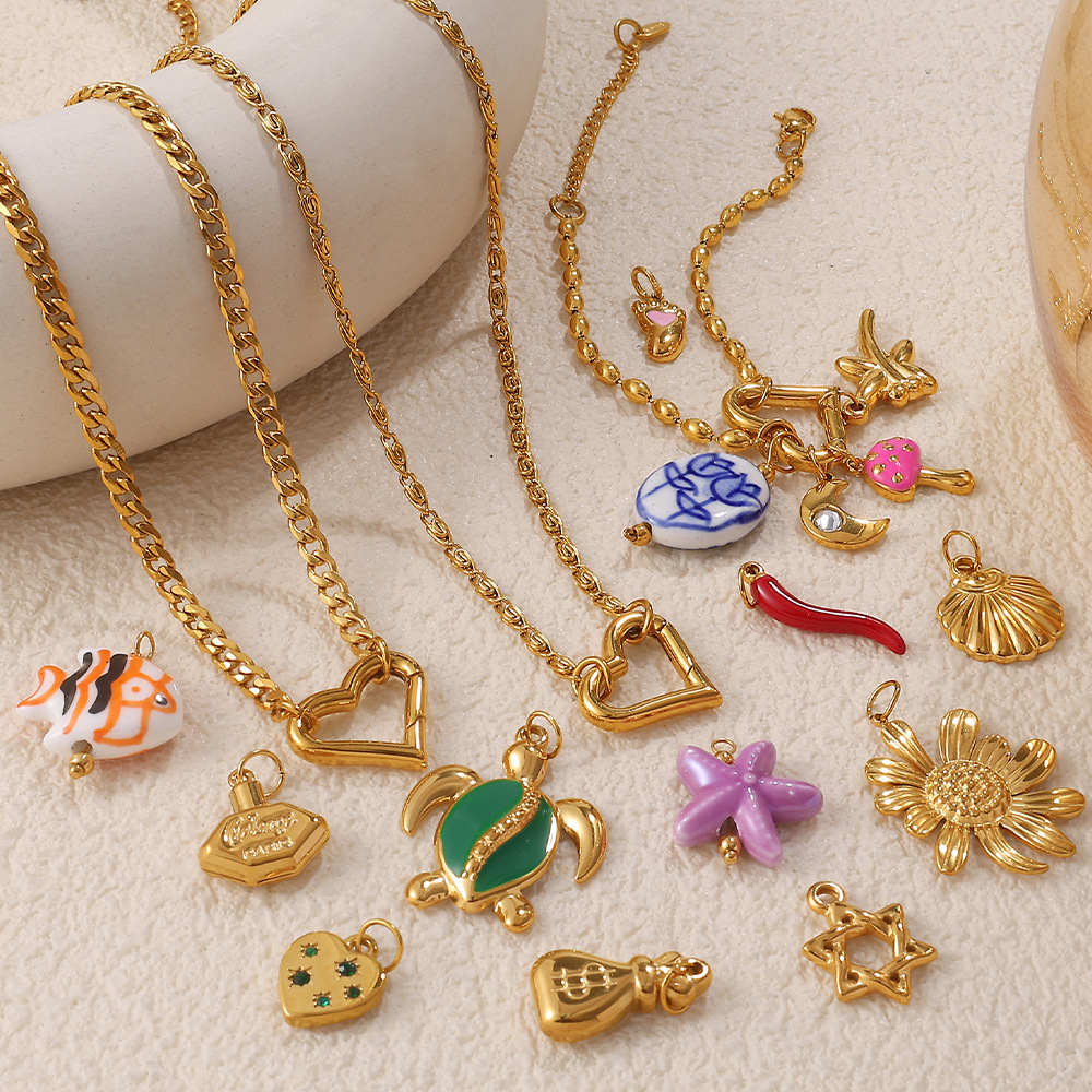 Heart Stainless Steel Gold Color DIY Necklaces h5Picture2