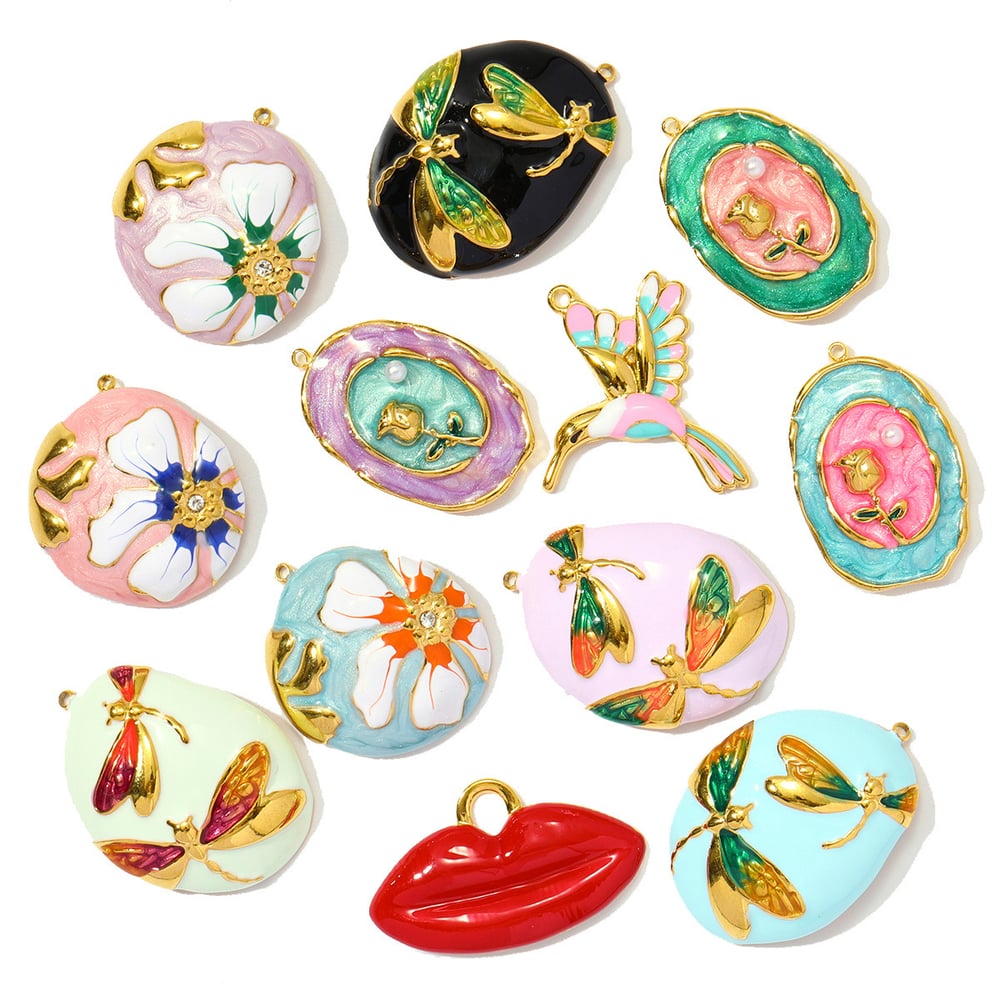 1 Piece Classic Series DIY Flower Stainless Steel Gold Color Women's Pendants Picture3