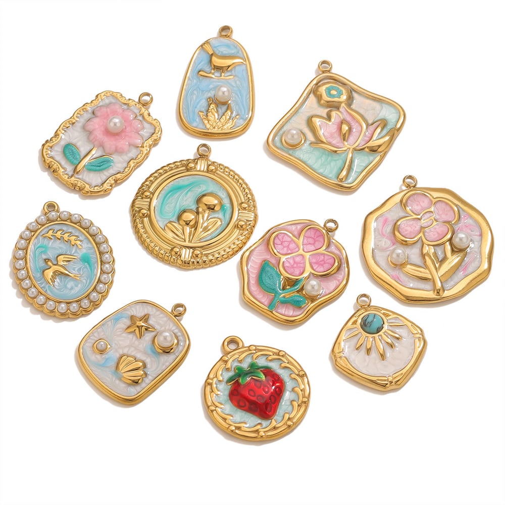 1 Adet Romantik Kendin Yap Çiçek Paslanmaz Çelik Kadın Kolye Resim3