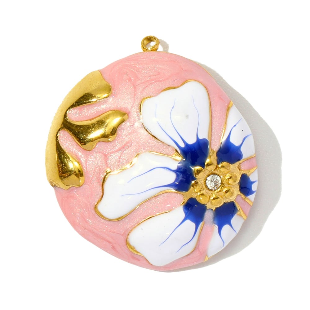 1 Piece Classic Series DIY Flower Stainless Steel Gold Color Women's Pendants