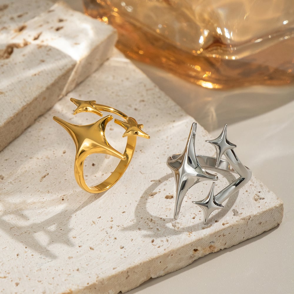 1 Piece Star Stainless Steel Gold Color Statement Ring h5Picture3
