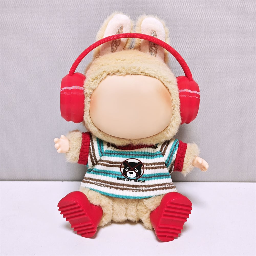 Rote Kopfhörer, süßes Kleiderset für Puppen (KEINE Puppe) h5Bild2