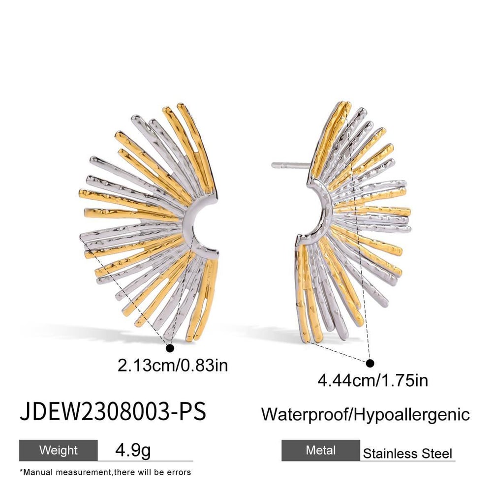 1 Pair Daily Sun Stainless Steel Gold Color Women's Stud Earrings