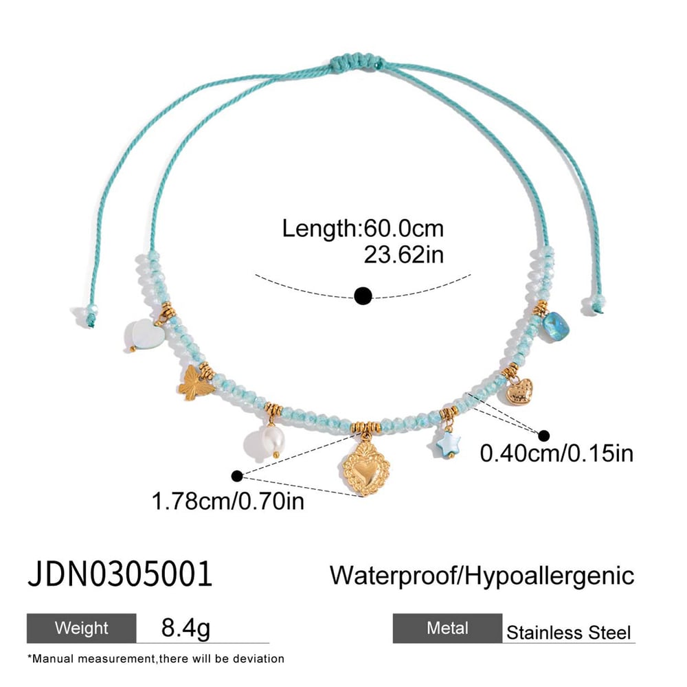 1 Piece Delicate Heart Blue Stainless Steel Gold Color Women's Pendant Necklaces h5Picture2