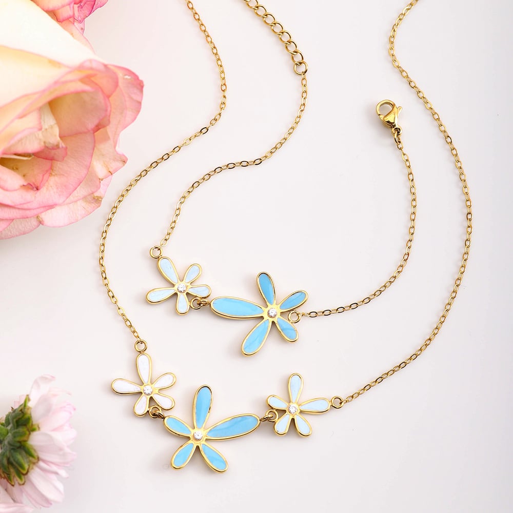 1 Piece Delicate Flower Stainless Steel Gold Color Women's Pendant Necklaces h5Picture7