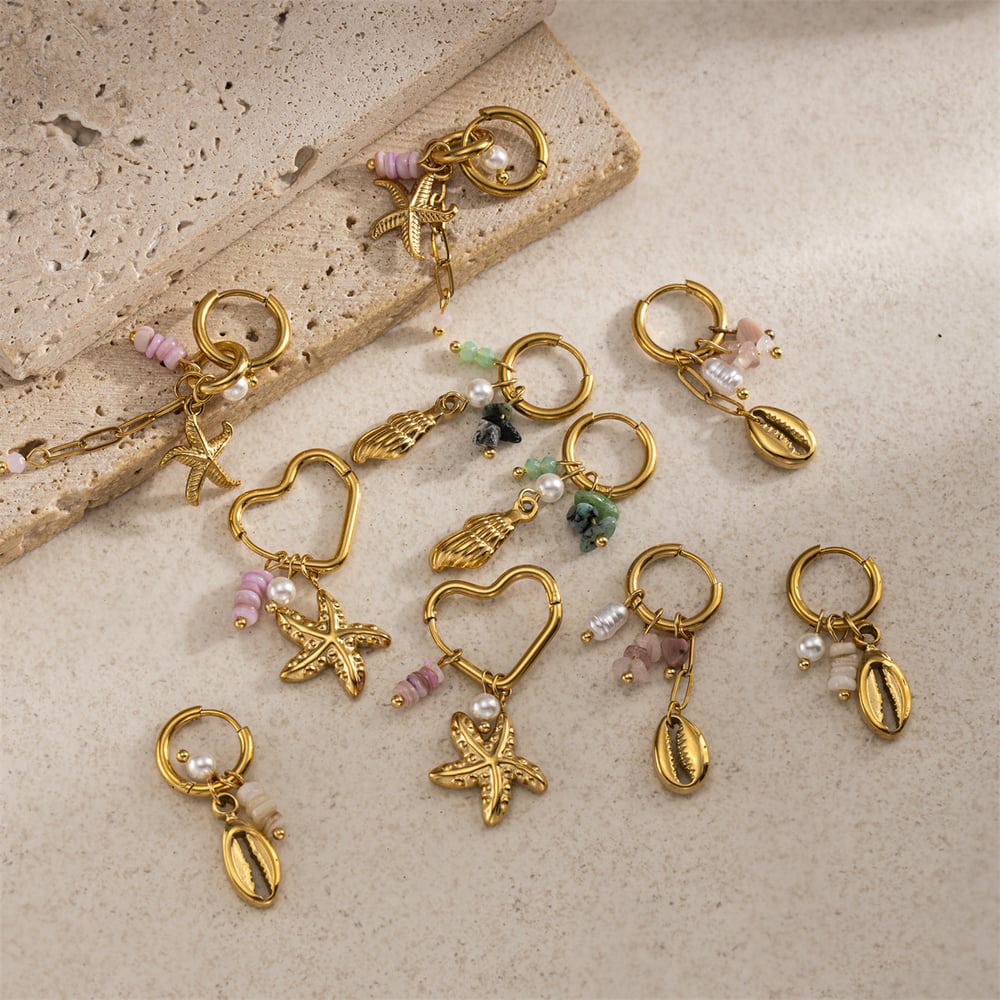 1 Paar Oceanic Edelstahl Gold Farbe DIY Tropfen Ohrringe h5Bild4