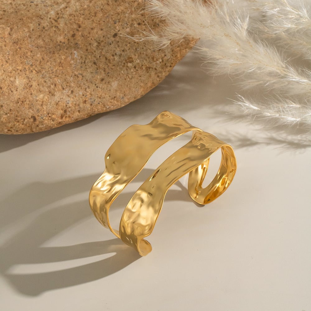 1 Piece Geometric Stainless Steel Gold Color Cuff Bracelet Picture3