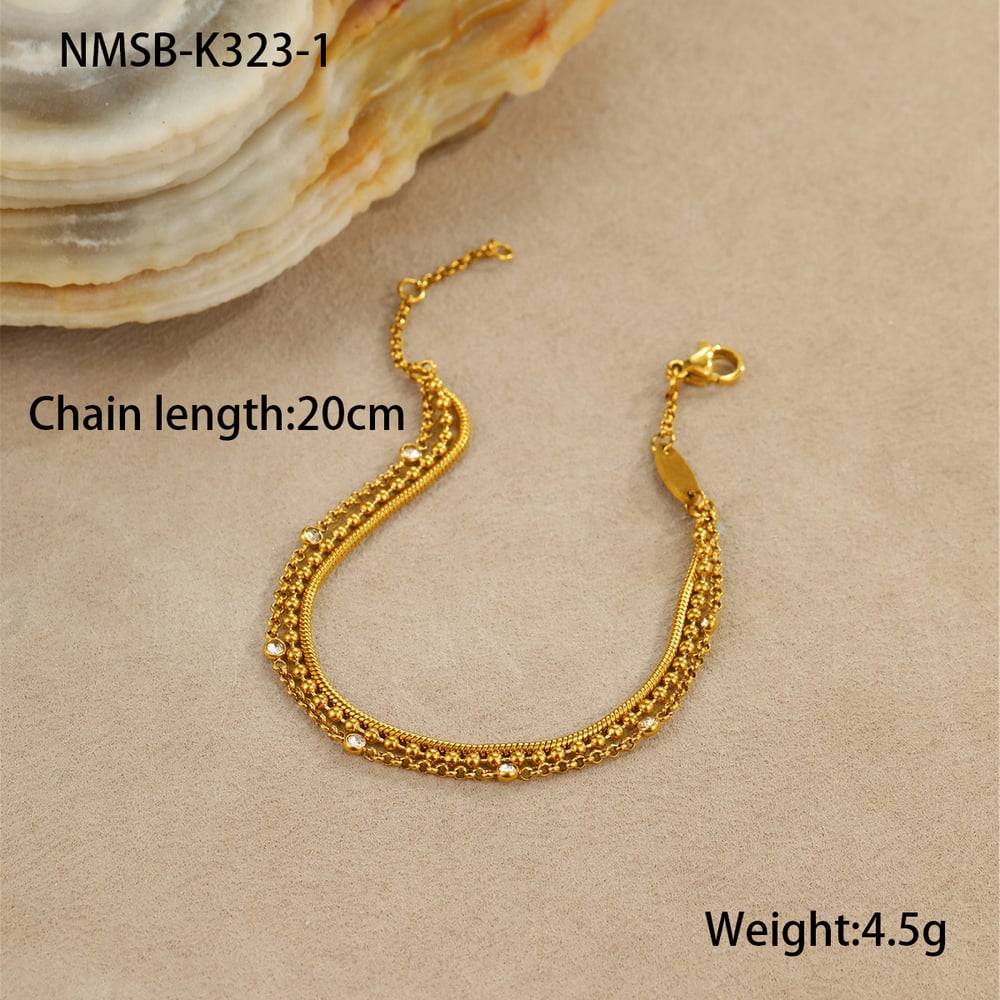 1 Pair Simple Series Daily Stainless Steel Women's Chain Bracelets
