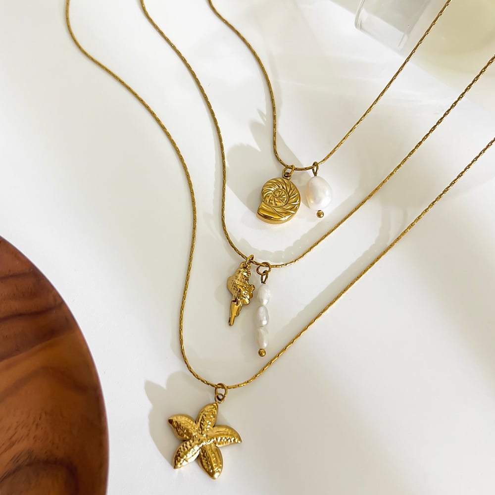 1 Piece Oceanic Stainless Steel Gold Color Pendant Necklace h5Picture5