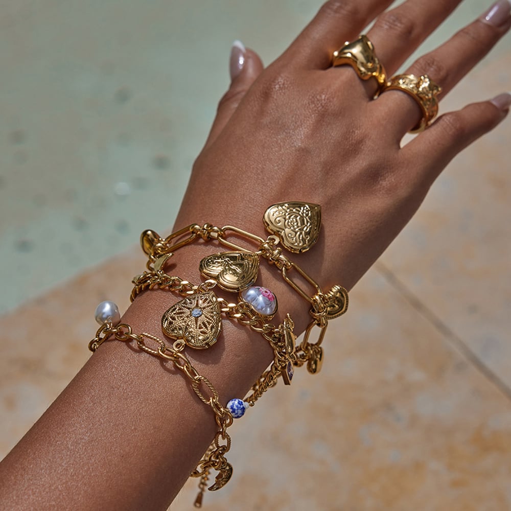 1 Piece Delicte Heart Stainless Steel Gold Color Women's Charm Bracelets Picture2