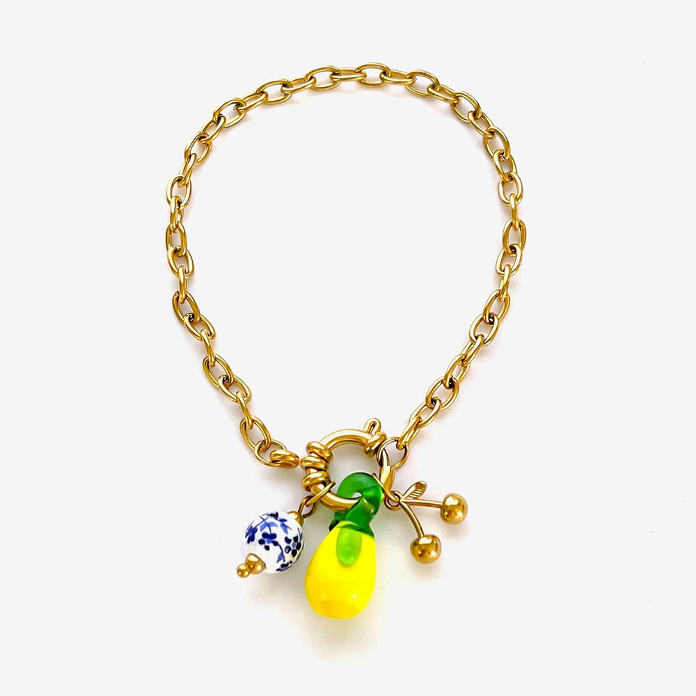 1 Piece Lemon Stainless Steel Gold Color Charm Bracelet 