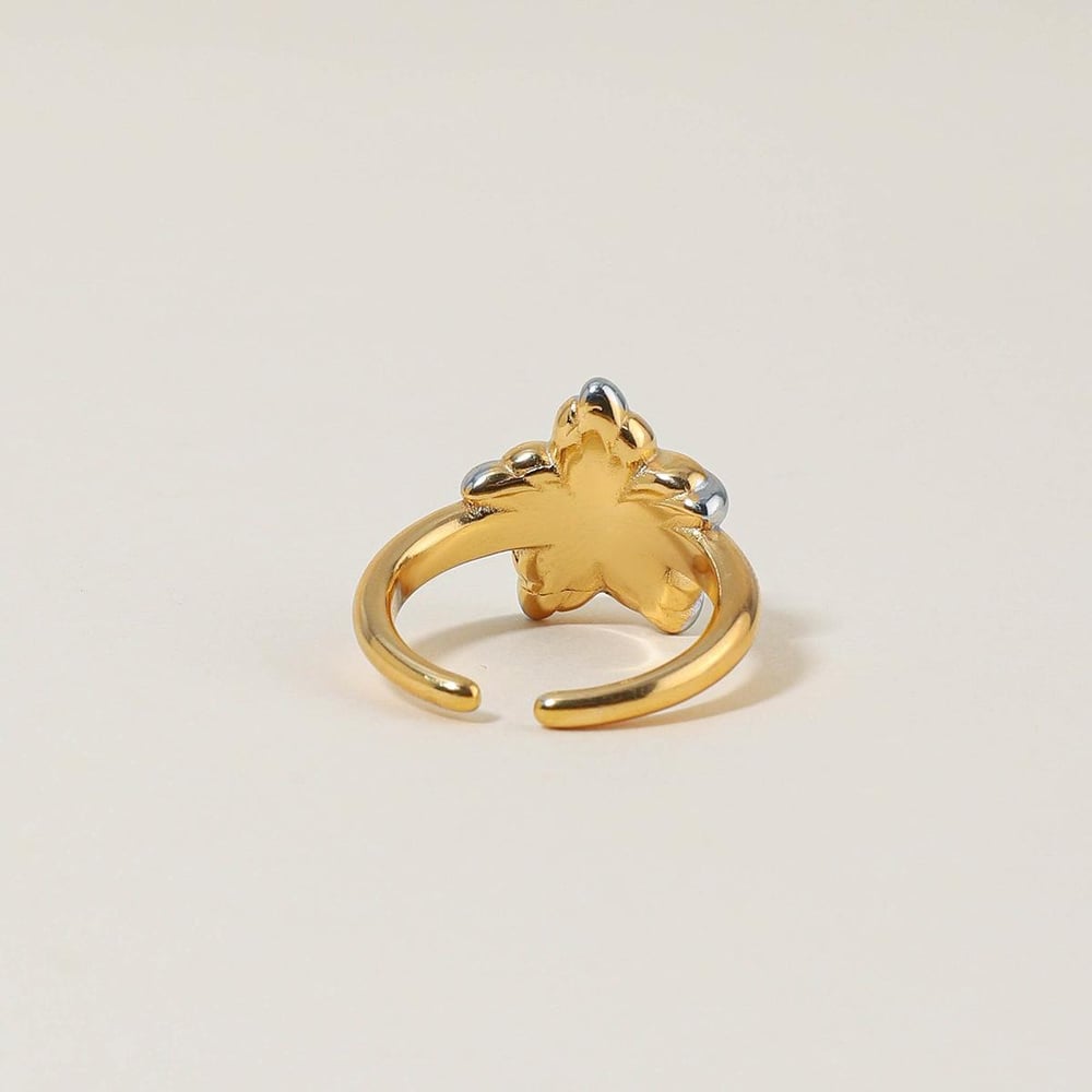 1 Piece Personality Star Stainless Steel Gold Color Women's Adjustable Rings h5Picture6