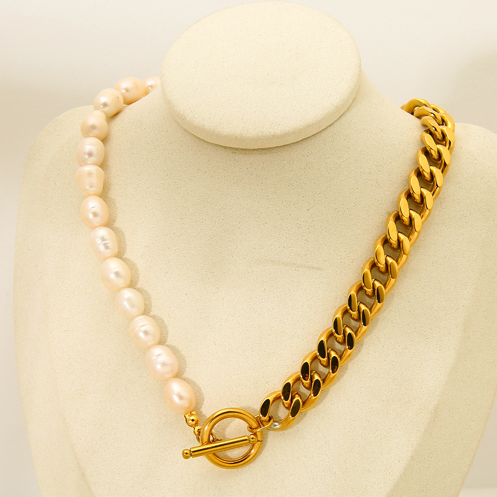 1 Pair Classic Series Retro Mixed Color Stainless Steel Chain Necklaces h5Picture4