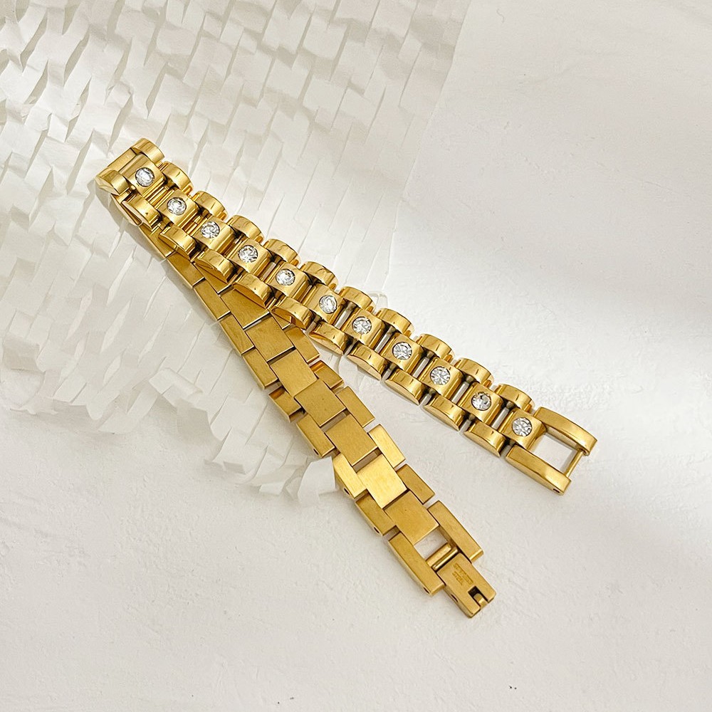 1 Piece Classic Chain Stainless Steel Gold Color Bracelet h5Picture4