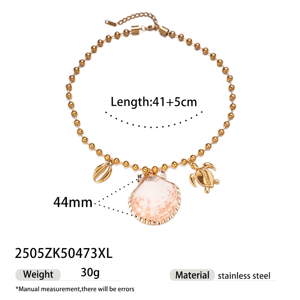 1 Piece Shell Stainless Steel Gold Color Pendant Necklaces